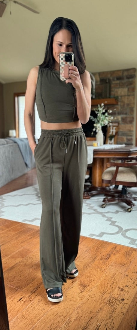 Swaying In The Breeze Crop Top & Wide Leg Pant Set